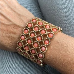 Coral pearlescent beaded bracelet